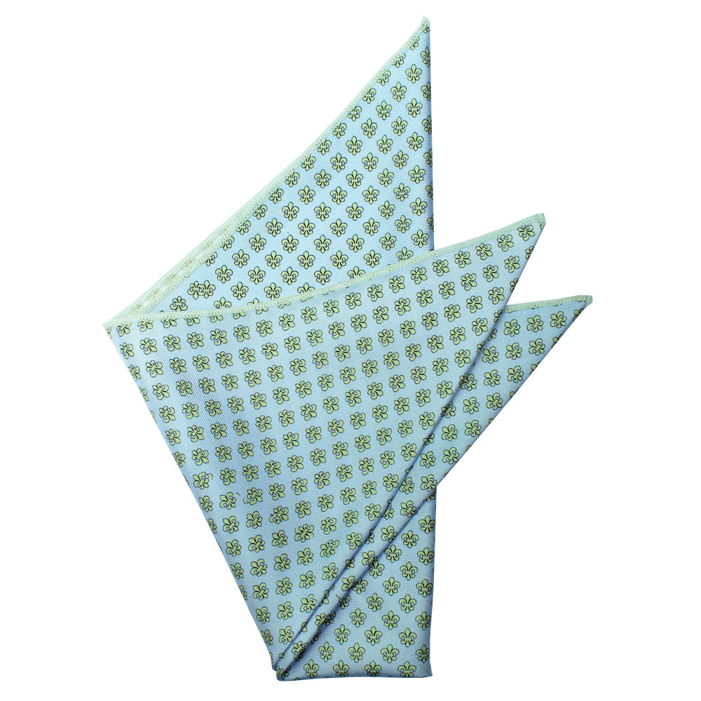 Gulf Blue Fleur de Lis Pocket Square