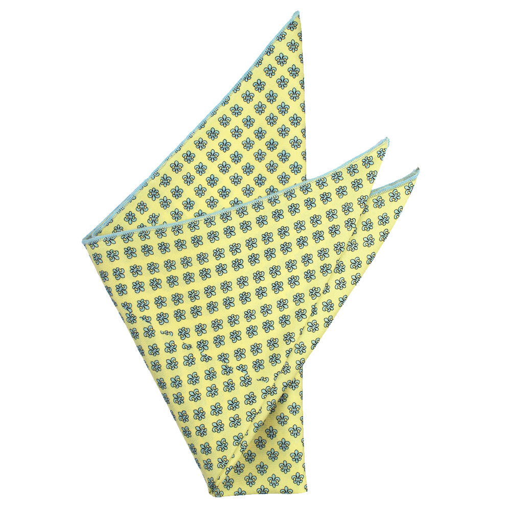 King Cake Yellow Fleur de Lis Pocket Square