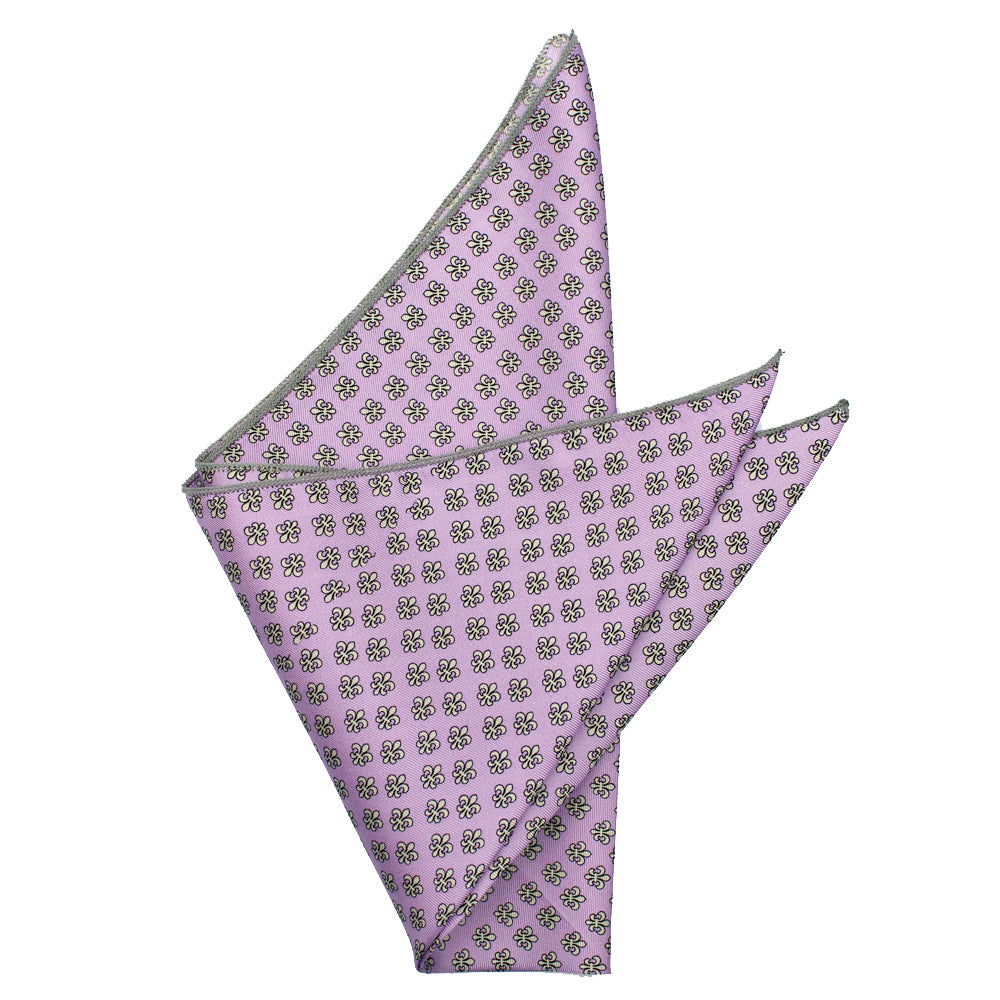 Ash Wednesday Lavender Fleur de Lis Pocket Square