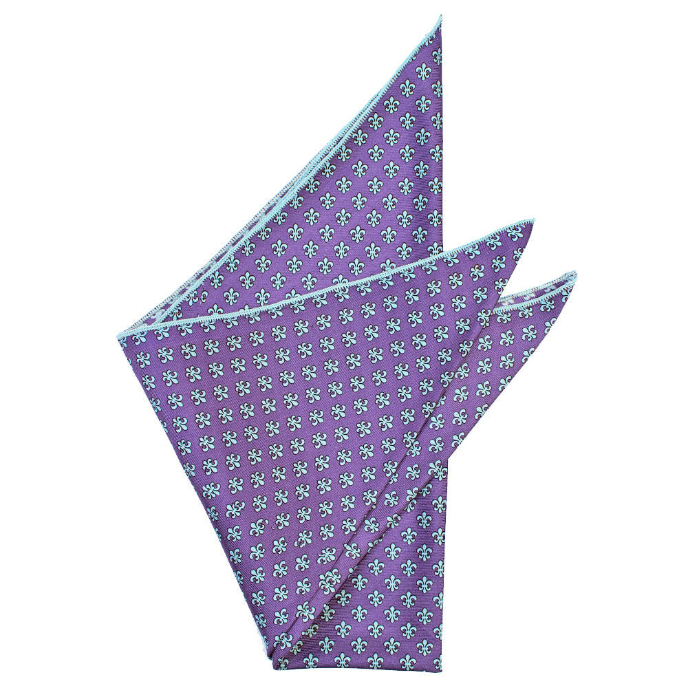 Regal Purple Fleur de Lis Pocket Square