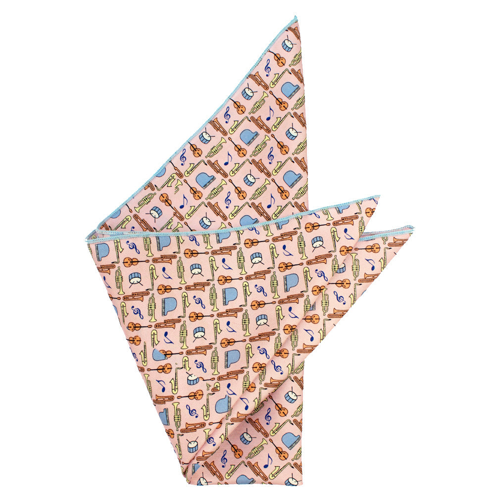 Pontchartrain Pink Jazz Instruments Pocket Square