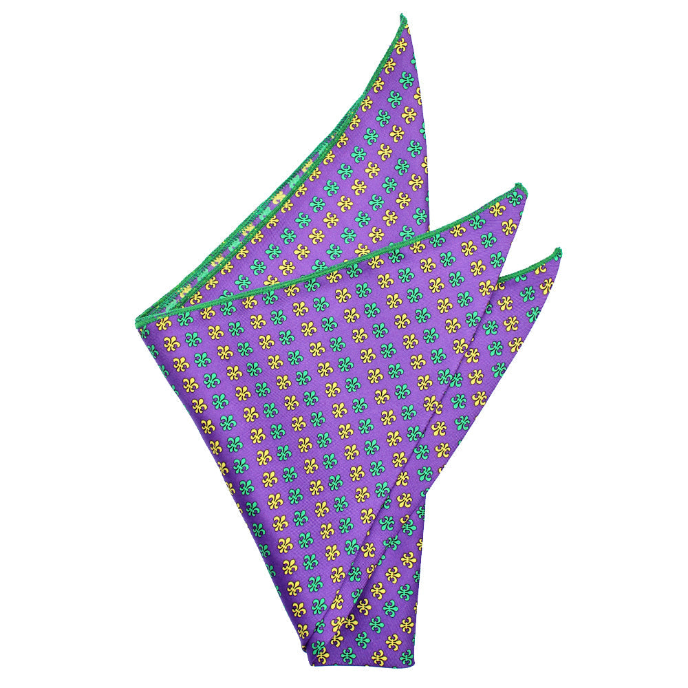 Mardi Gras Mambo Multi Fleur de Lis Pocket Square