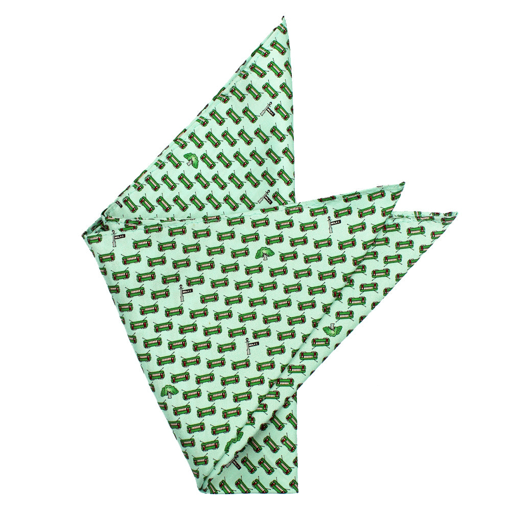 Mint Green Streetcar Pocket Square